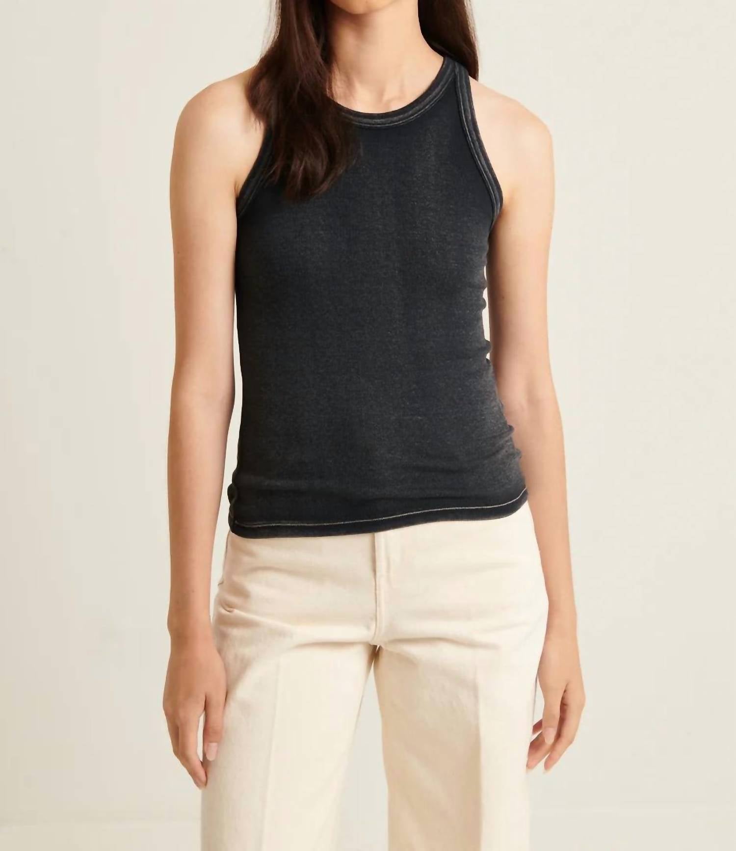 Patrick Assaraf - Women's Vintage Wash Stretch Ribbed Tank Top
