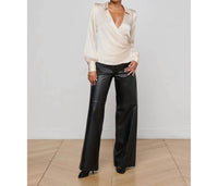L'Agence - Bernice Satin Wrap Blouse