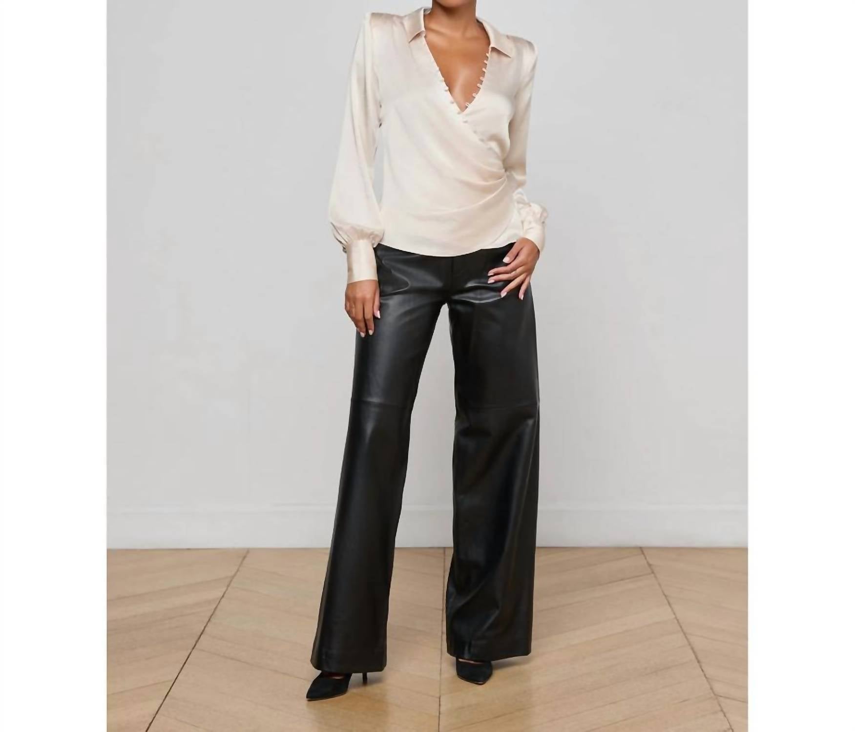 L'Agence - Bernice Satin Wrap Blouse
