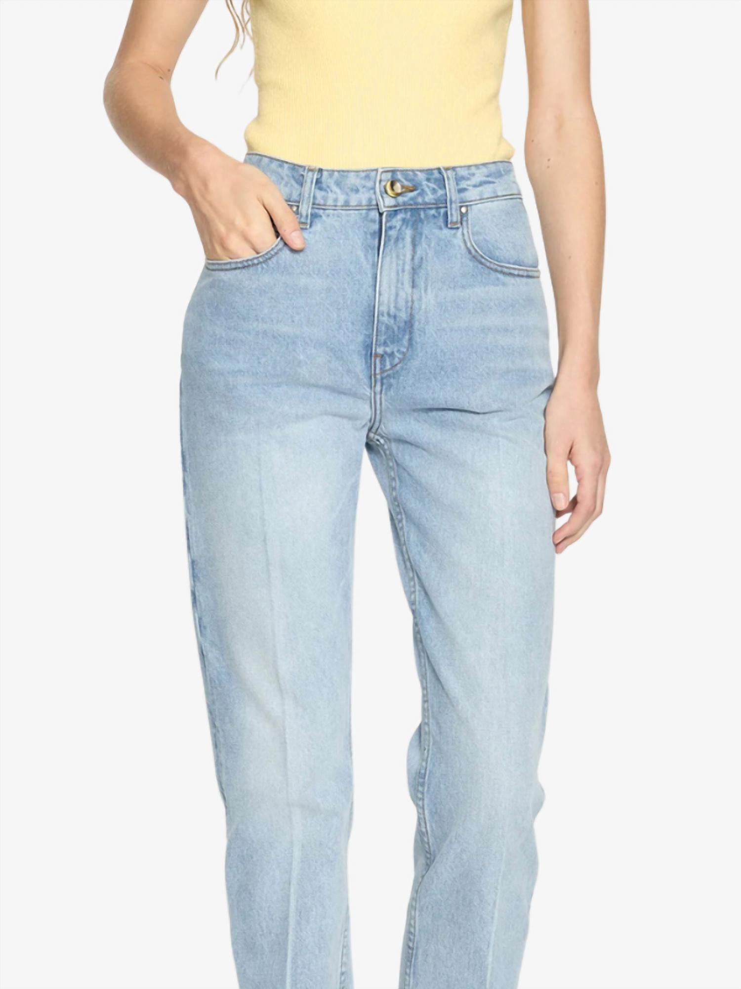 Ossou Noon High Rise Straight Leg Jean in salt wash - women's jeans - view 4