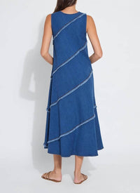 Lysse Mirabella Fringed Midi Denim Dress in mid wash - women's dress - alternate view