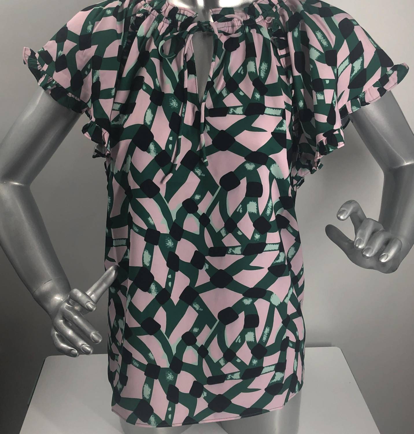 Jade Melody Tam Betsy Ruffle Sleeve Top in bamboo pink - women's t-shirt - detail view