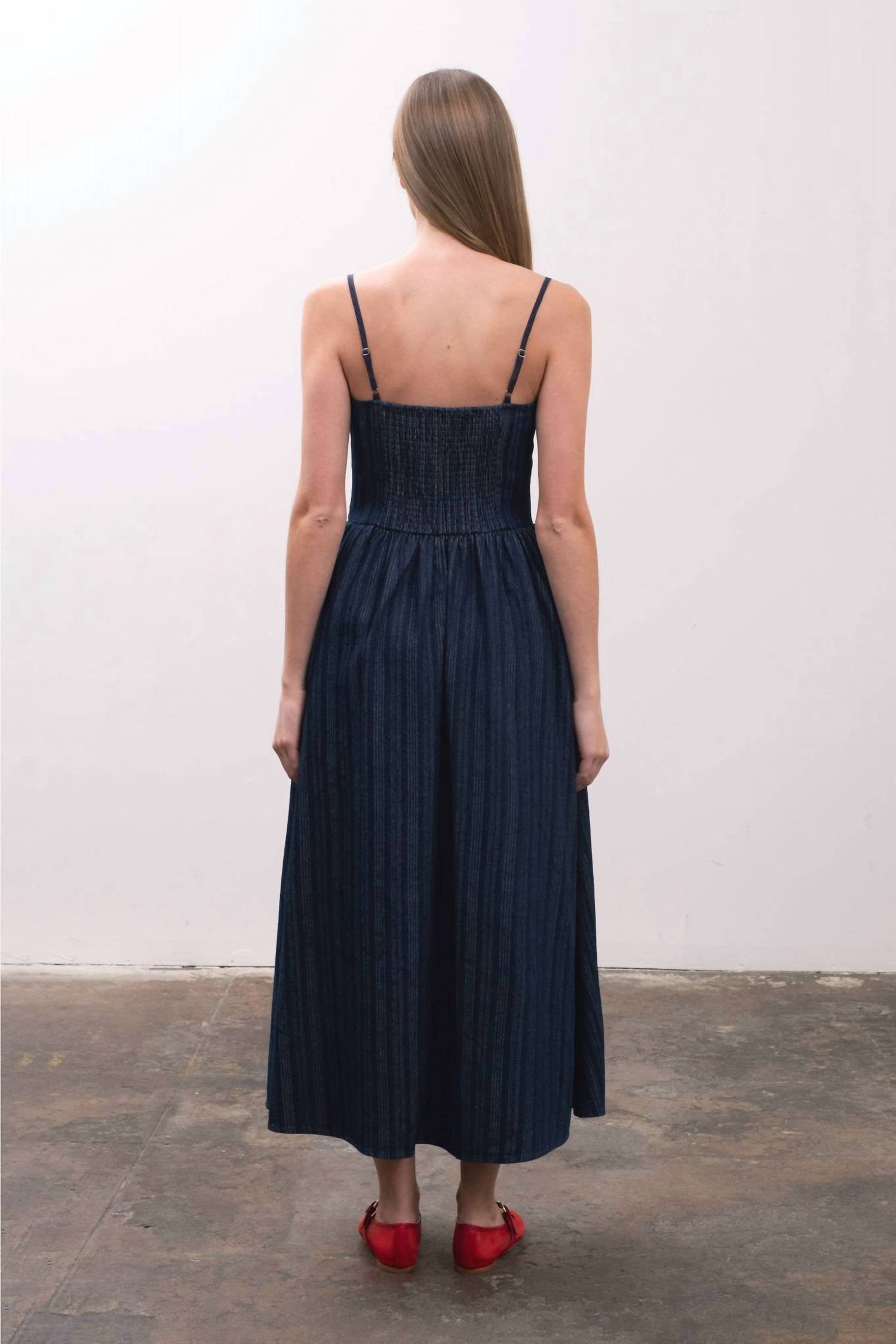 Moon River - Bow Denim Midi Dress
