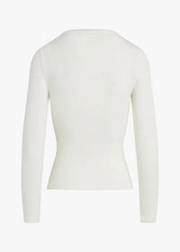 Favorite Daughter Henley Ribbed Long Sleeve Shirt in white - women's long sleeve top - view 6