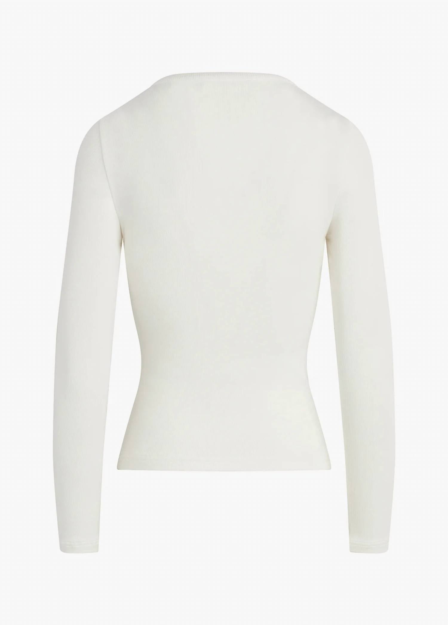 Favorite Daughter Henley Ribbed Long Sleeve Shirt in white - women's long sleeve top - view 6