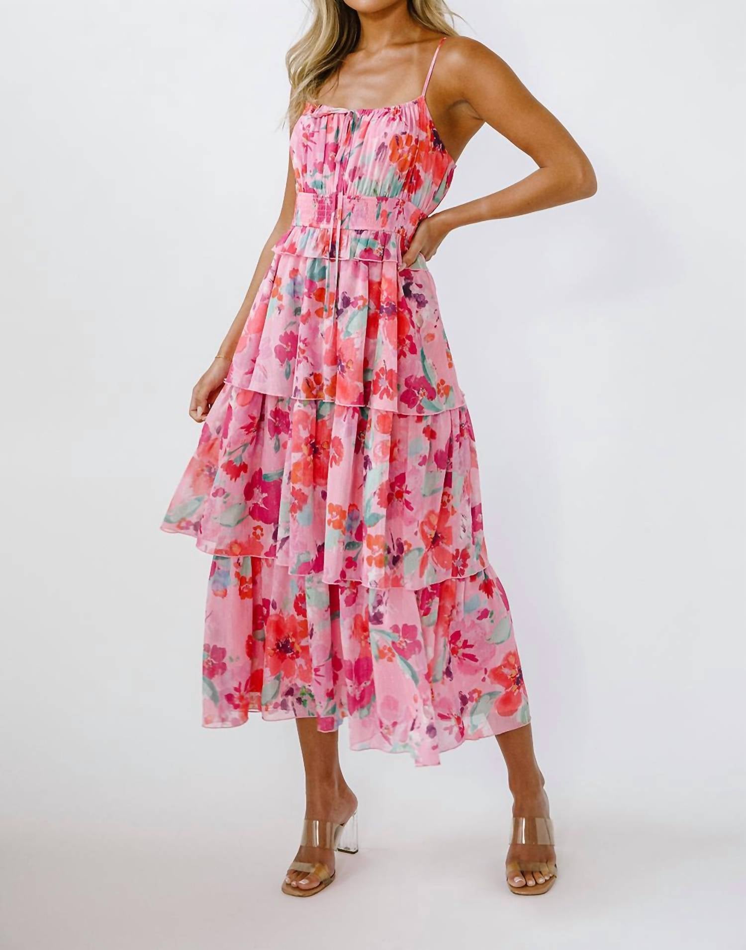 Storia - Floral Tiered Midi Dress