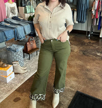 Entro - Contrast Cuff Wide Leg Pants