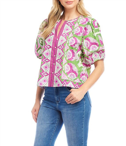 Karen Kane - Puff Sleeve Button-Front Shirt