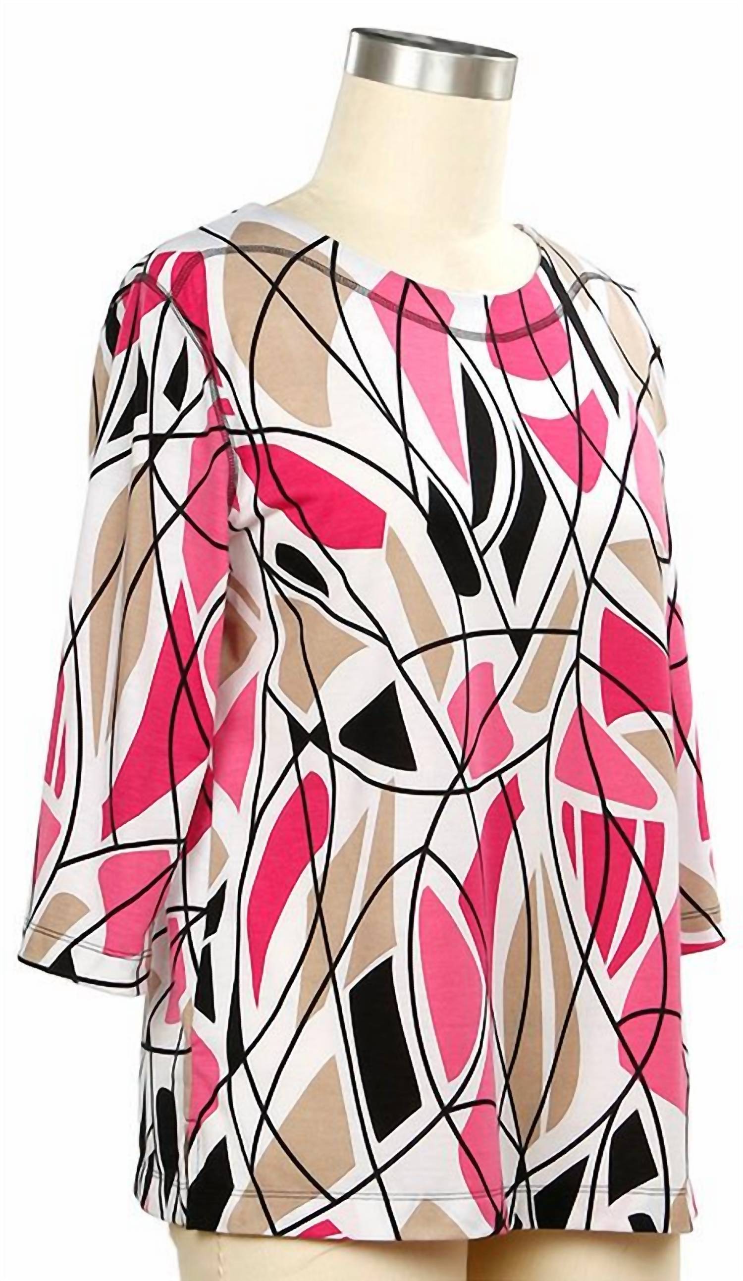 Links - Women's Double Dare 3/4 Geo Print Top
