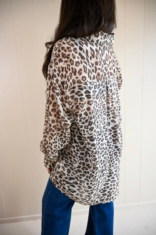 The Korner - Women's Carmel Avenue Leopard Button Up Tunic Top