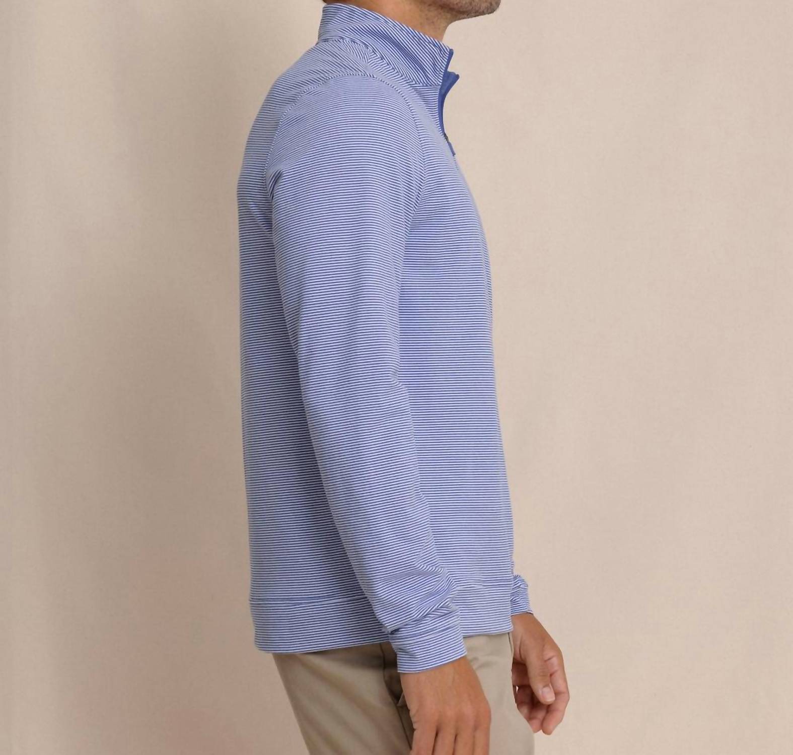 Southern Tide - Micro-stripe Heather Quarter Zip Top