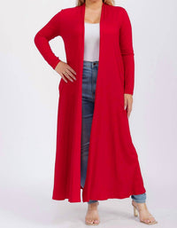Karen T Design - Long Sleeve Maxi Length Open Front Cardigan