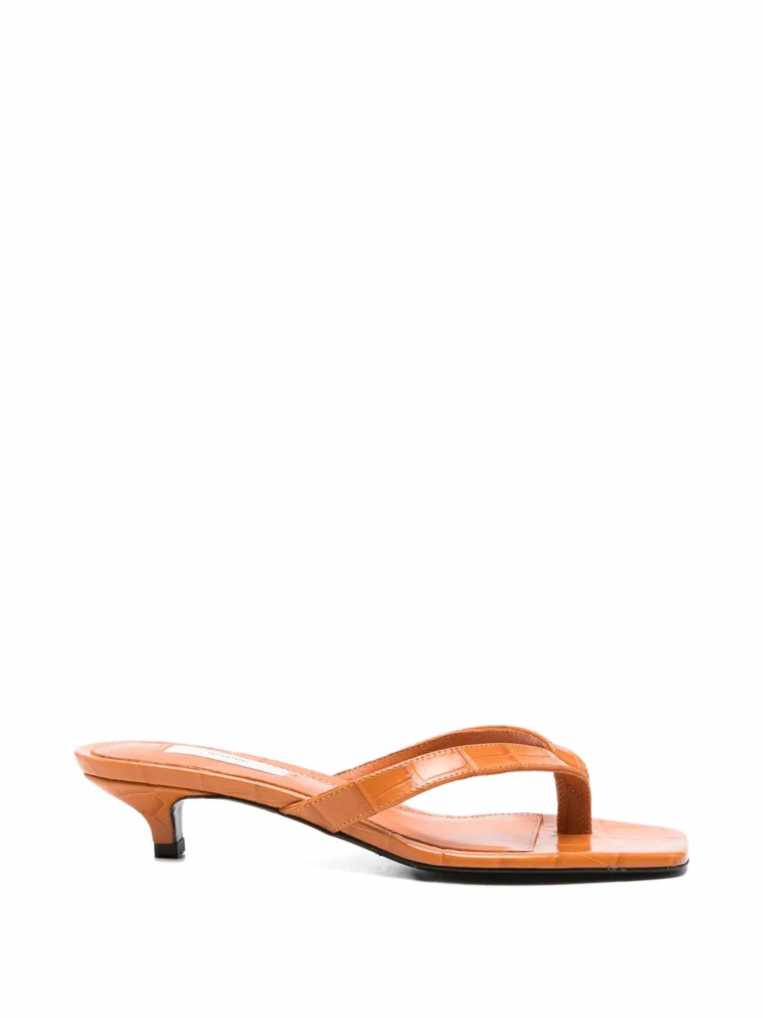 Toteme - Women's Croco-embossed Heeled Flip Flops