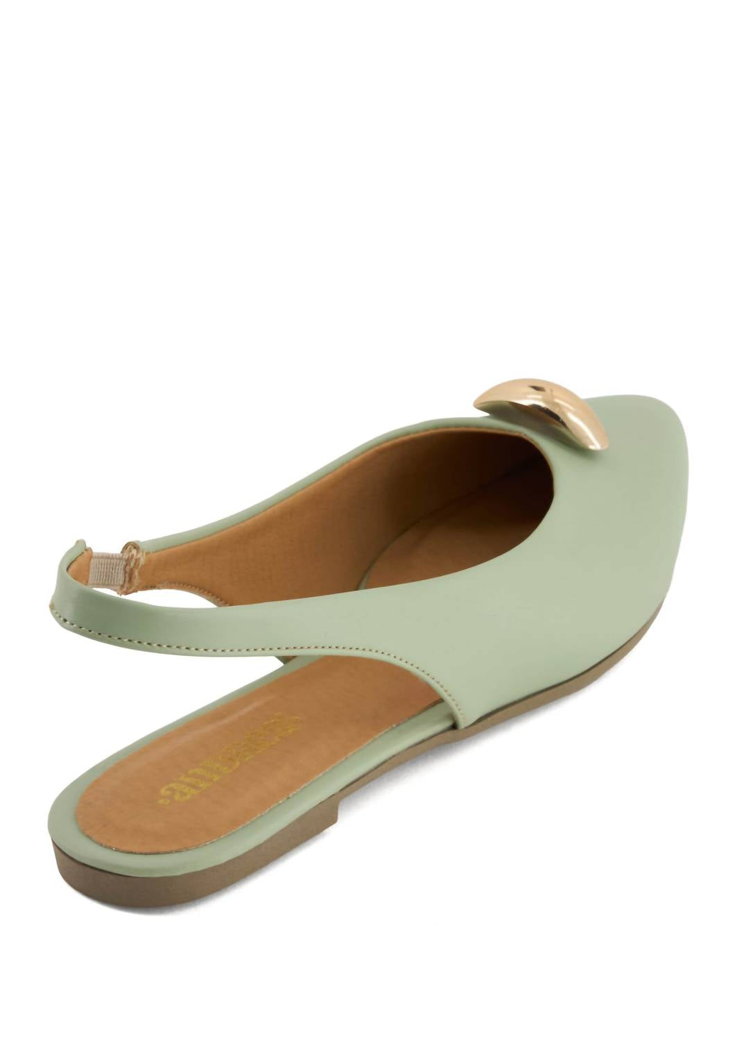 Andrea Women's Pointed Toe Slingback Ballet Flats in green - women's flats - detail view