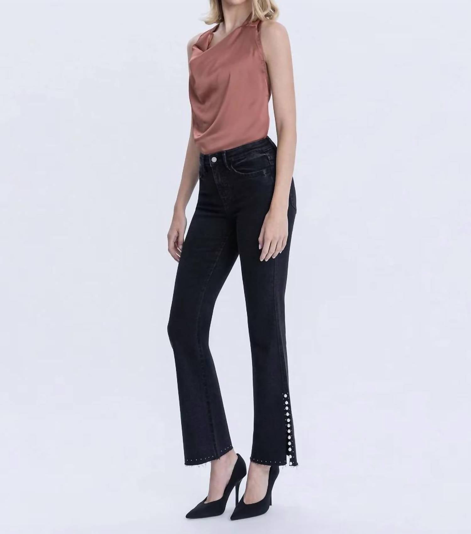 Vervet By Flying Monkey - High Rise Pearl Embellished Bootcut Jeans