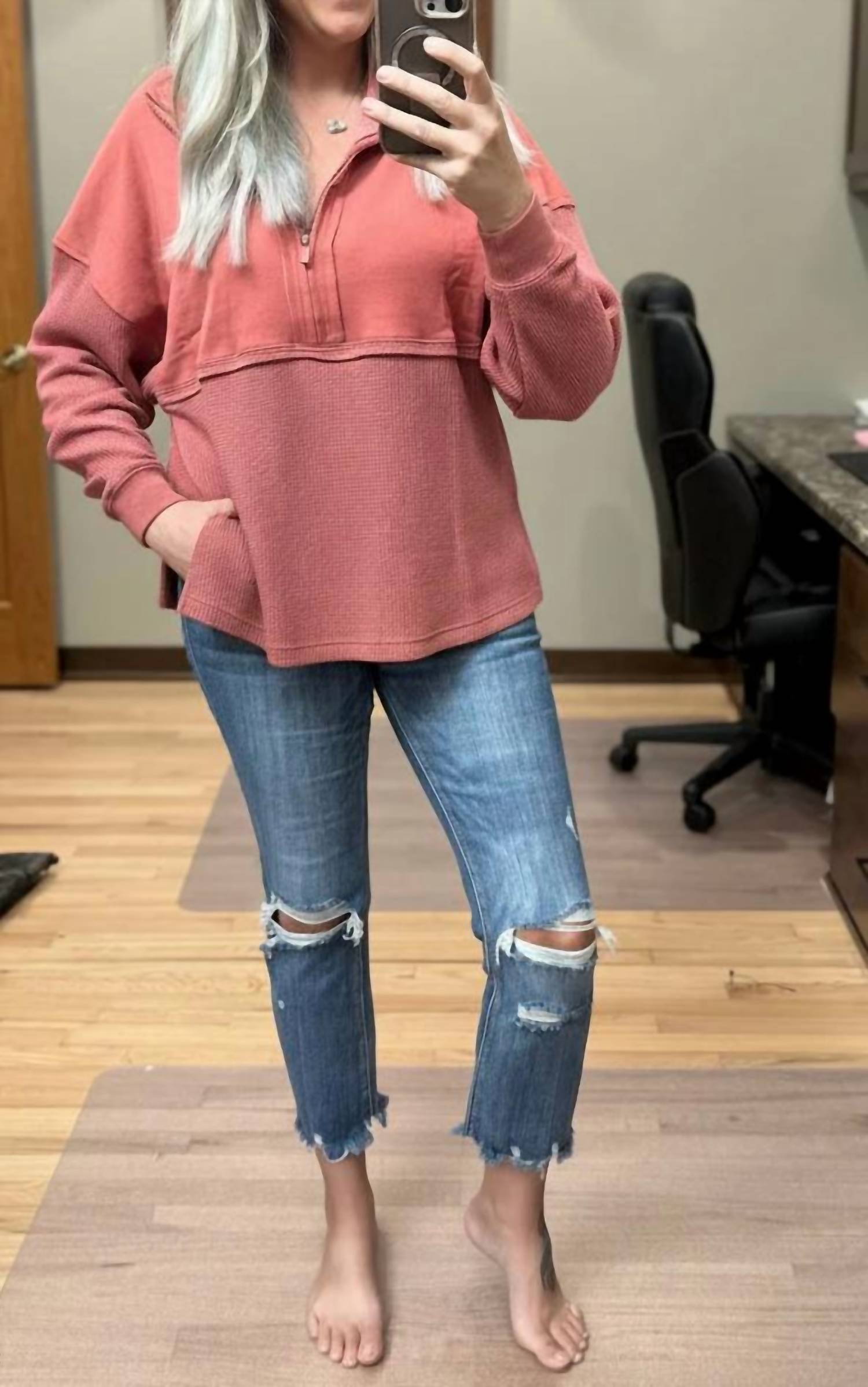 Jadelynn Brooke - Waffle Quarter-zip Pullover
