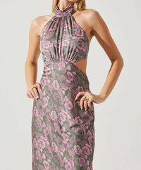 Astr - Ambretta Floral Halter Midi Dress