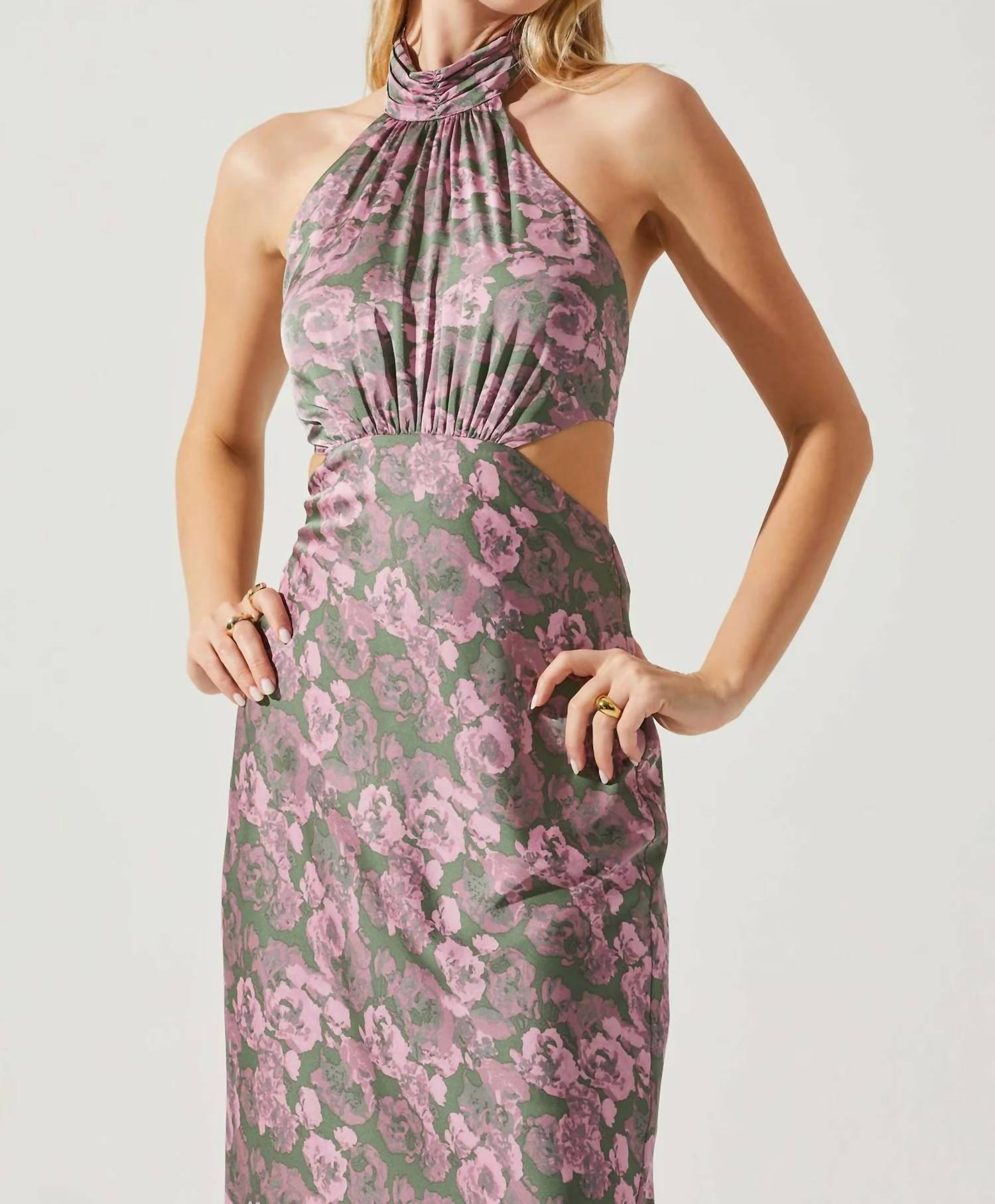 Astr - Ambretta Floral Halter Midi Dress