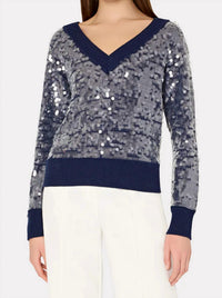 Milly - Ilaria Sequin V-Neck Sweater Top