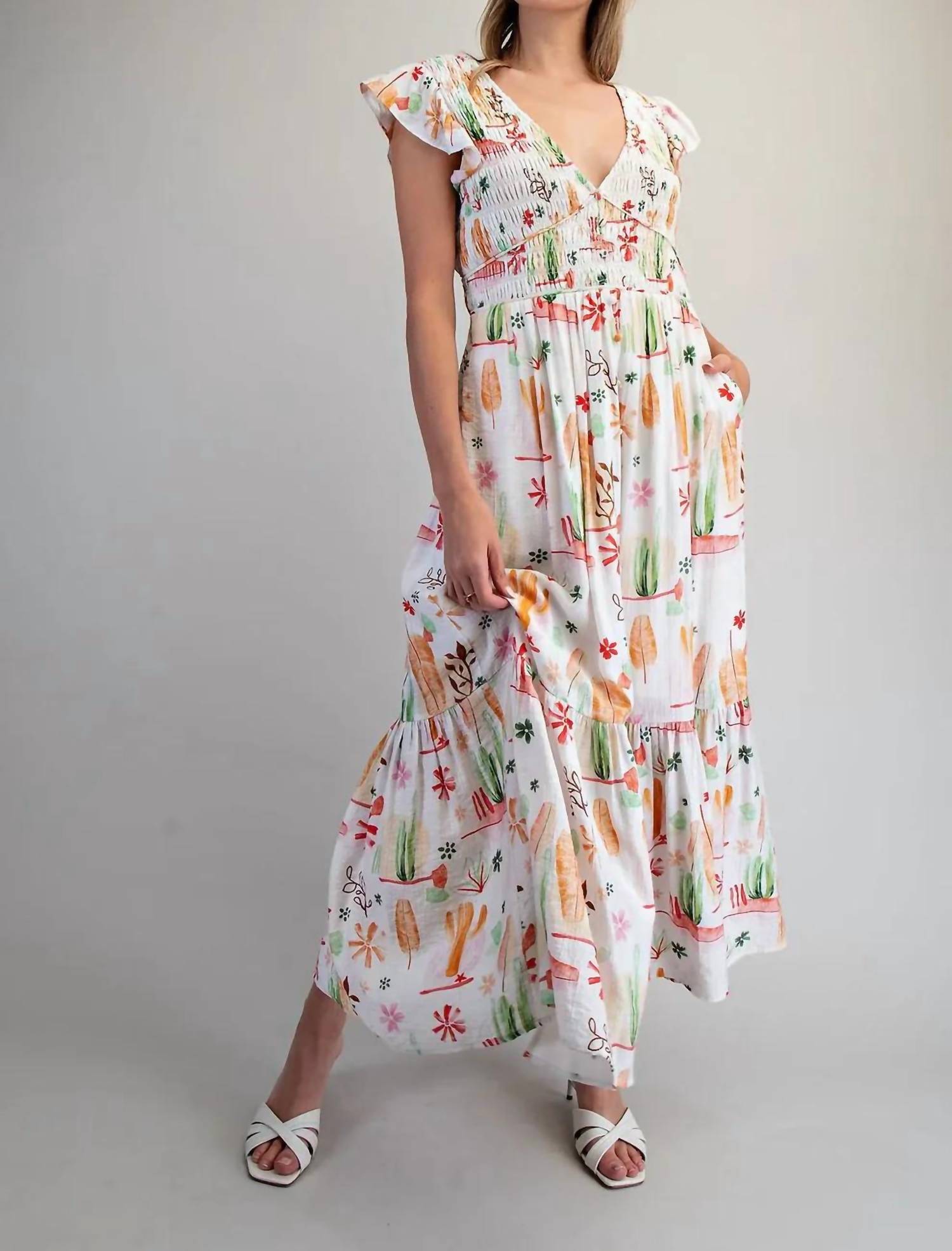 Ee:Some - Desert Inspired V-Neck Maxi Dress