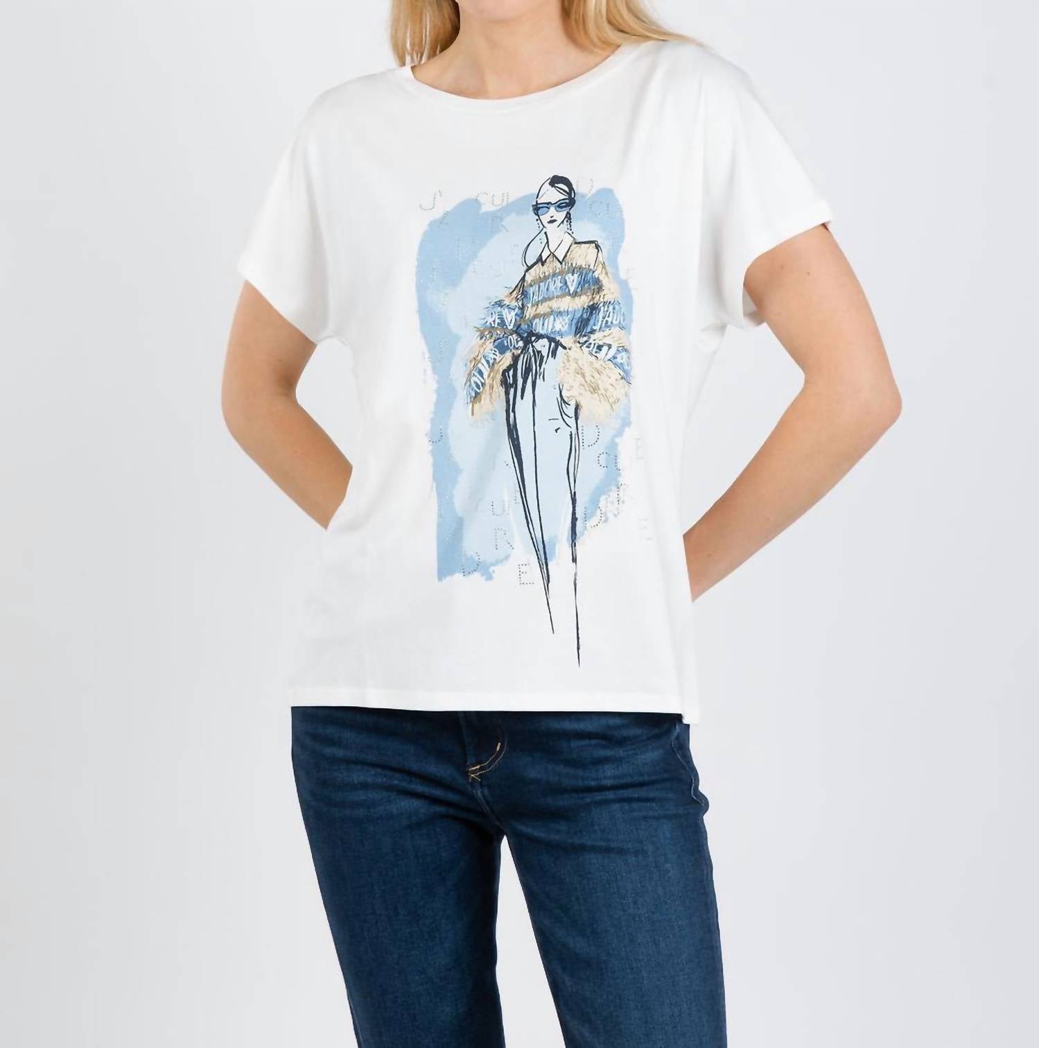 Oui J'adore Sketch Tee in cloud dancer - women's t-shirt