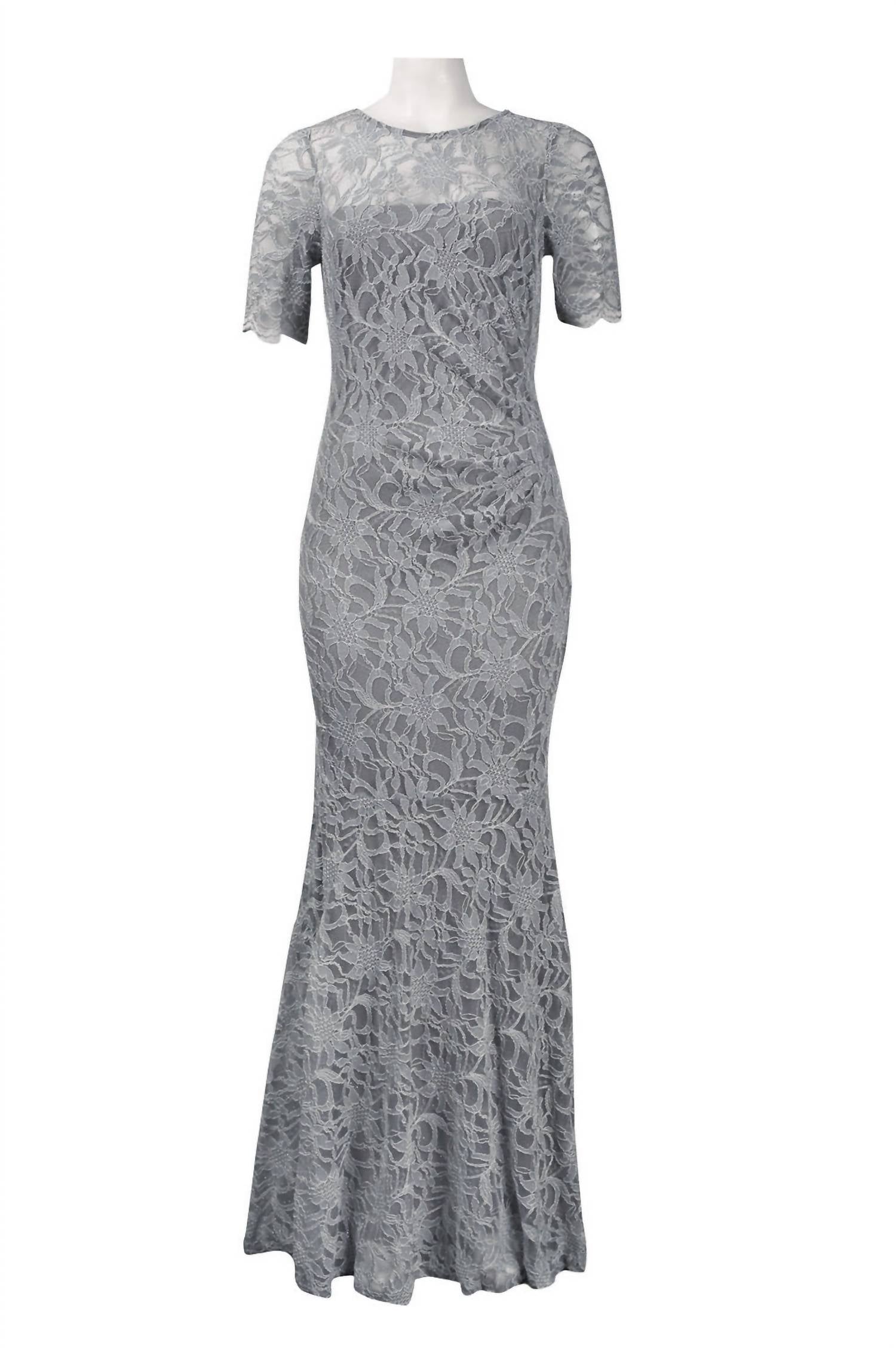 Decode 1.8 - Scalloped Sleeve Lace Overlay Mermaid Dress