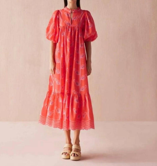 Omika - Vani Papaya Wren Midi Dress