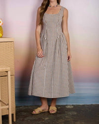 Blu Pepper - Poppy Plaid Basque Waist Midi Dress