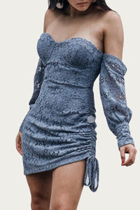 SILK-BLEND OFF-THE-SHOULDER MINI DRESS