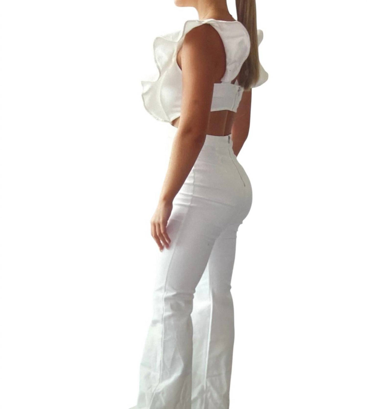 Flying Tomato - Flutter Sleeve Flared Jumpsuit