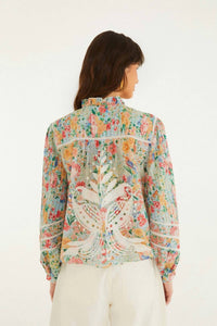 Farm Rio - RENDEIRA MULTICOLOR CUTWORK LONG SLEEVE BLOUSE