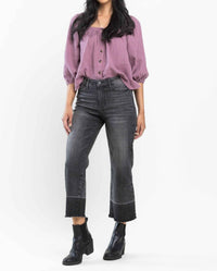 Judy Blue - High Waist Wide Leg Release Hem Crop Jeans