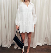 DELUC Gomera Mini Shirt Dress in white - women's dress