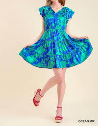 Umgee - Satin Floral Tiered Dress