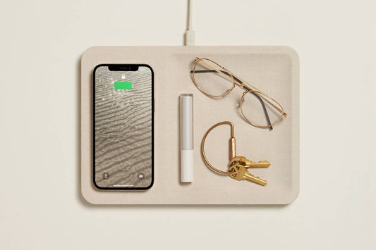 Courant - Linen Wireless Charger with Valet Tray