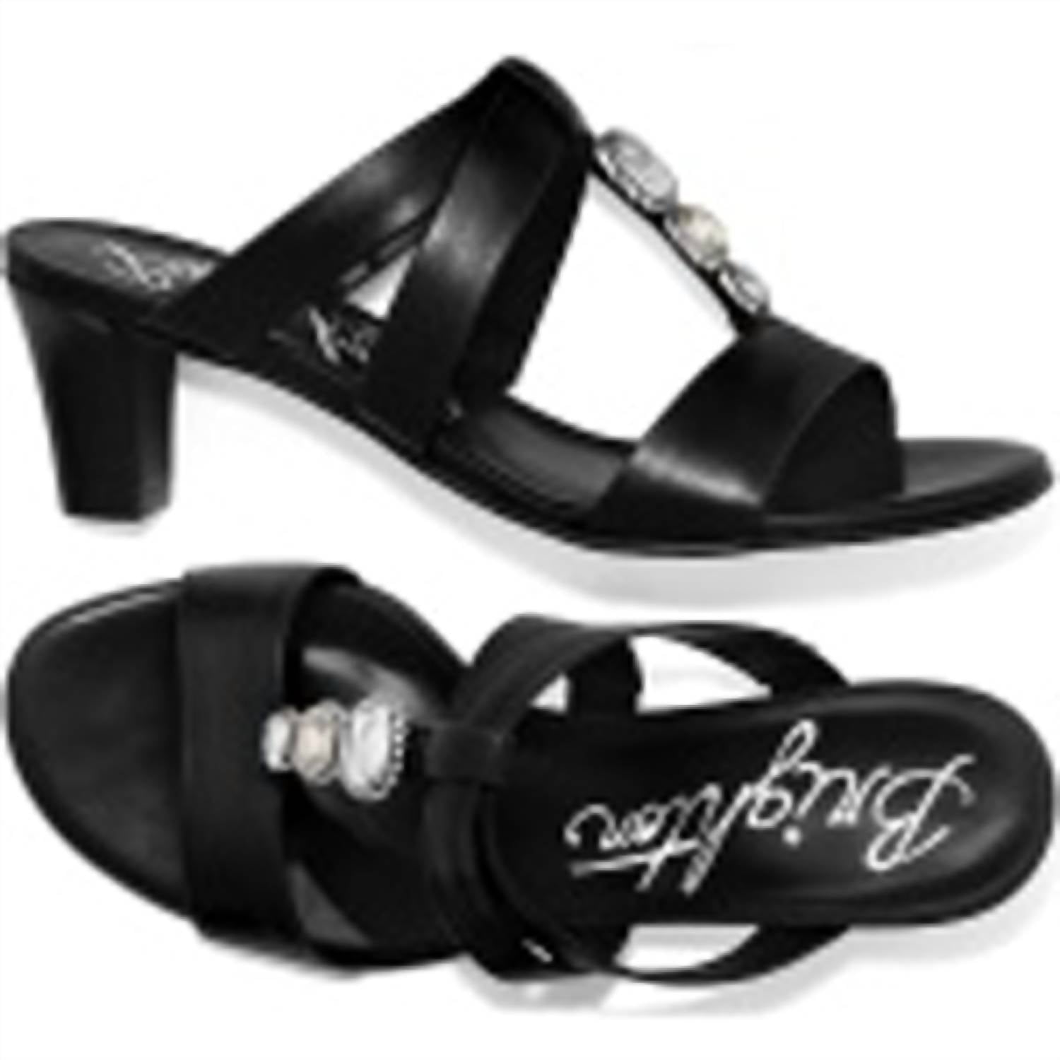 Brighton - Tenley Black High Heel Leather Slip On Sandal
