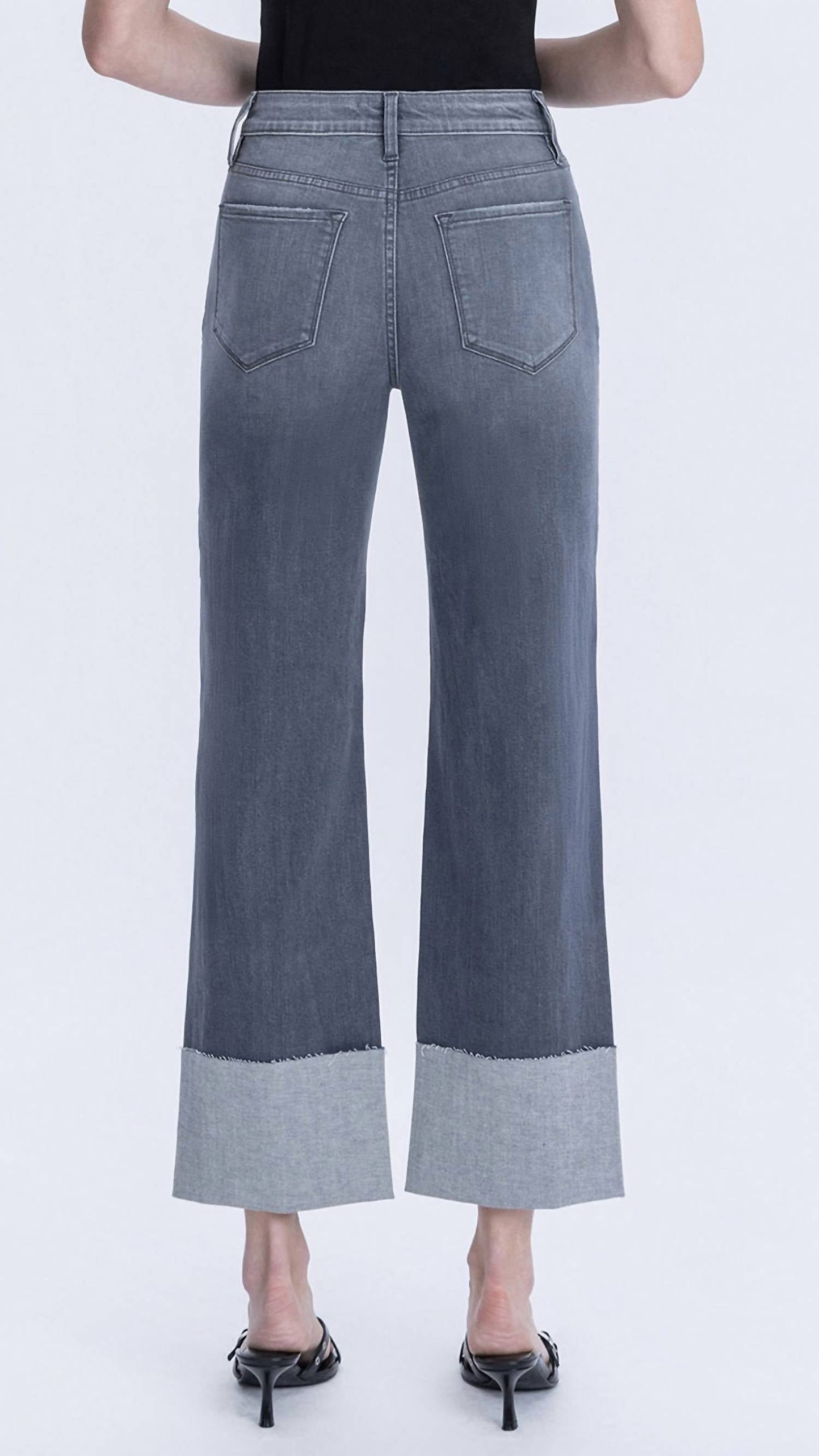Flying Monkey - High Rise Cuffed Slim Wide Leg Jeans