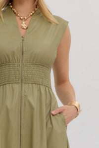 Entro - Urban Edge Vegan Leather Zip Dress