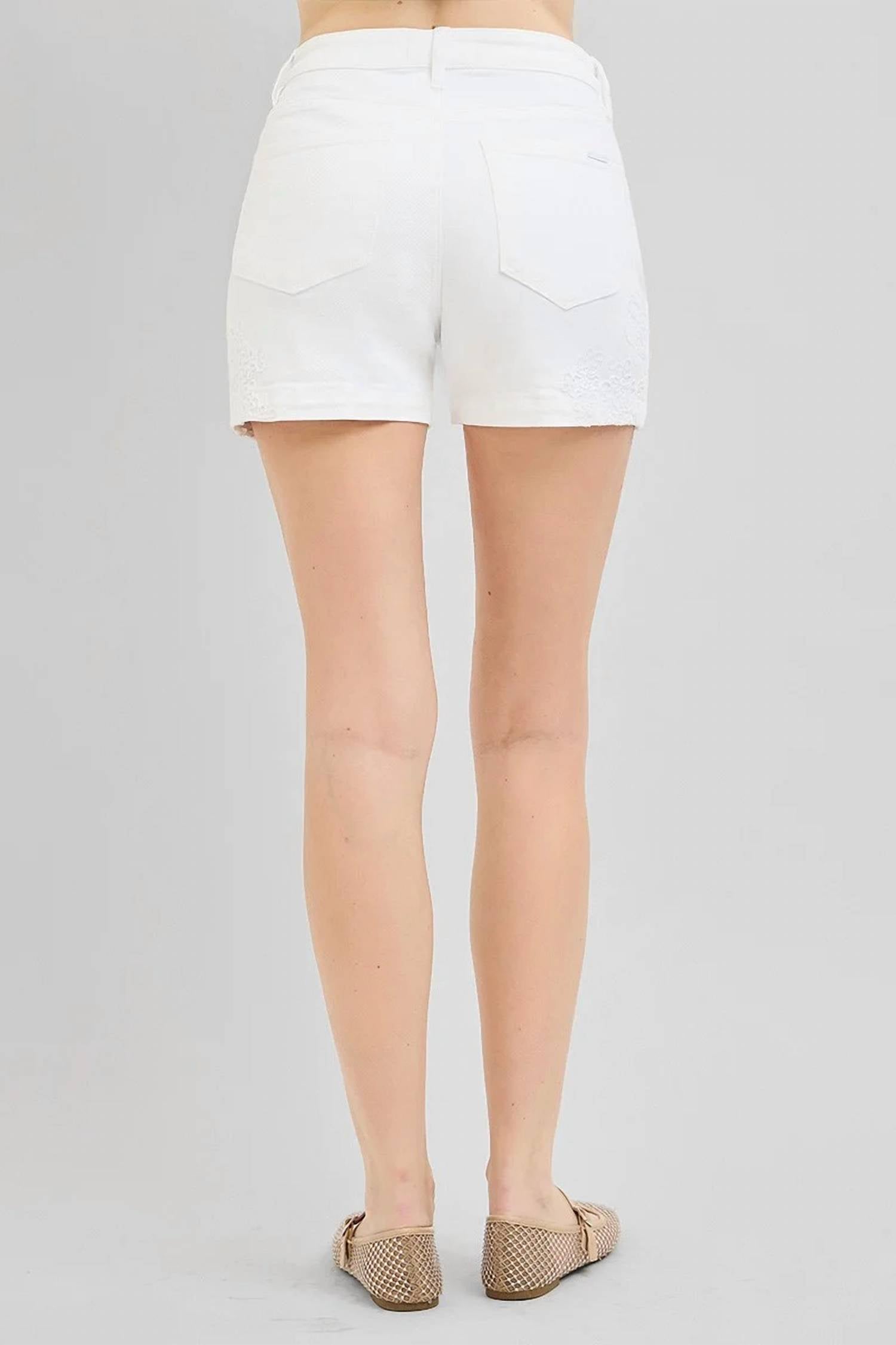 Risen - Tummy Control High Rise Embroidered Shorts