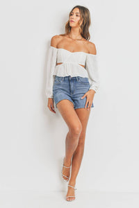 Jbd. - High Rise A-line Stretch Fray Short
