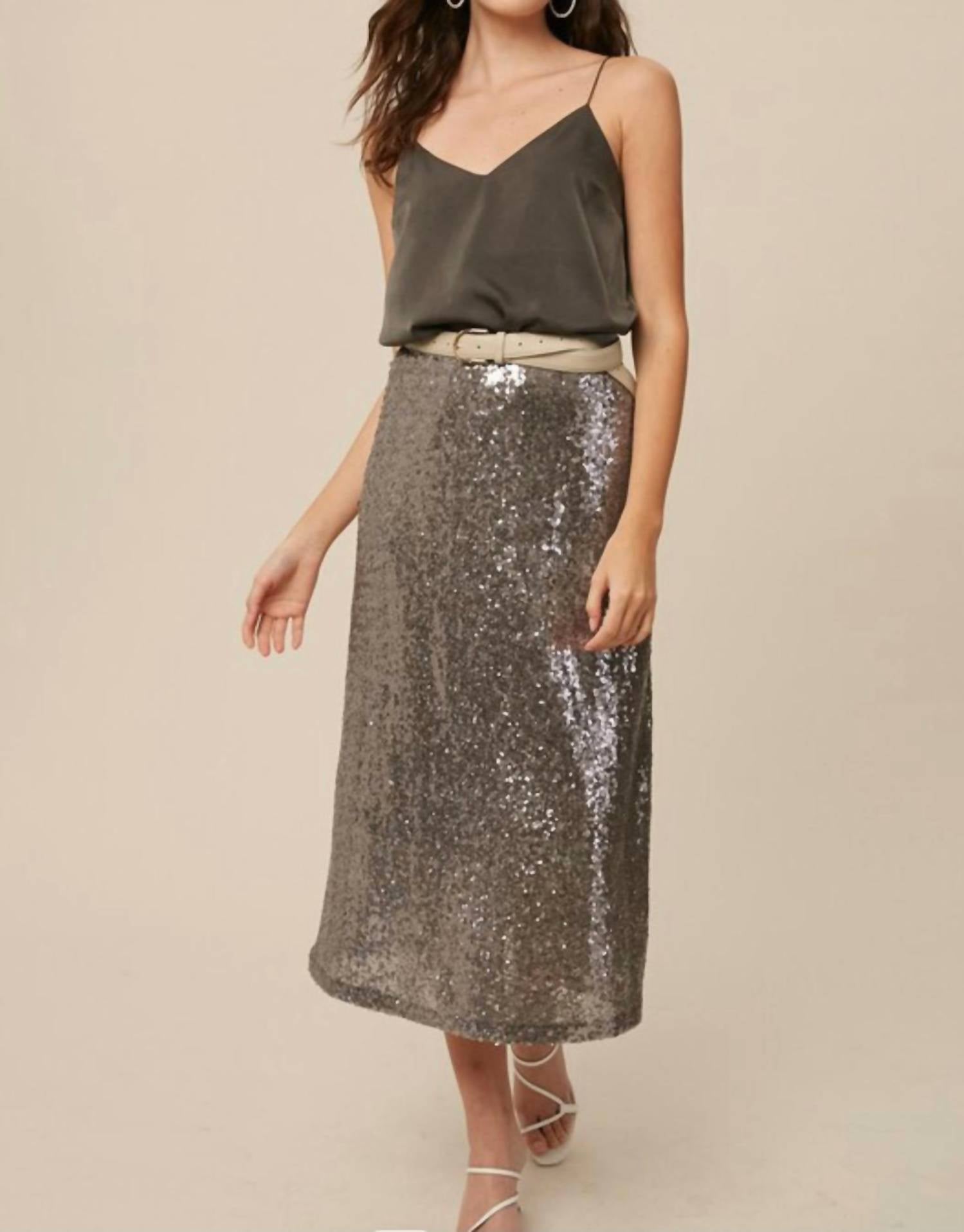 Listicle - Vegas Sequined Midi Skirt