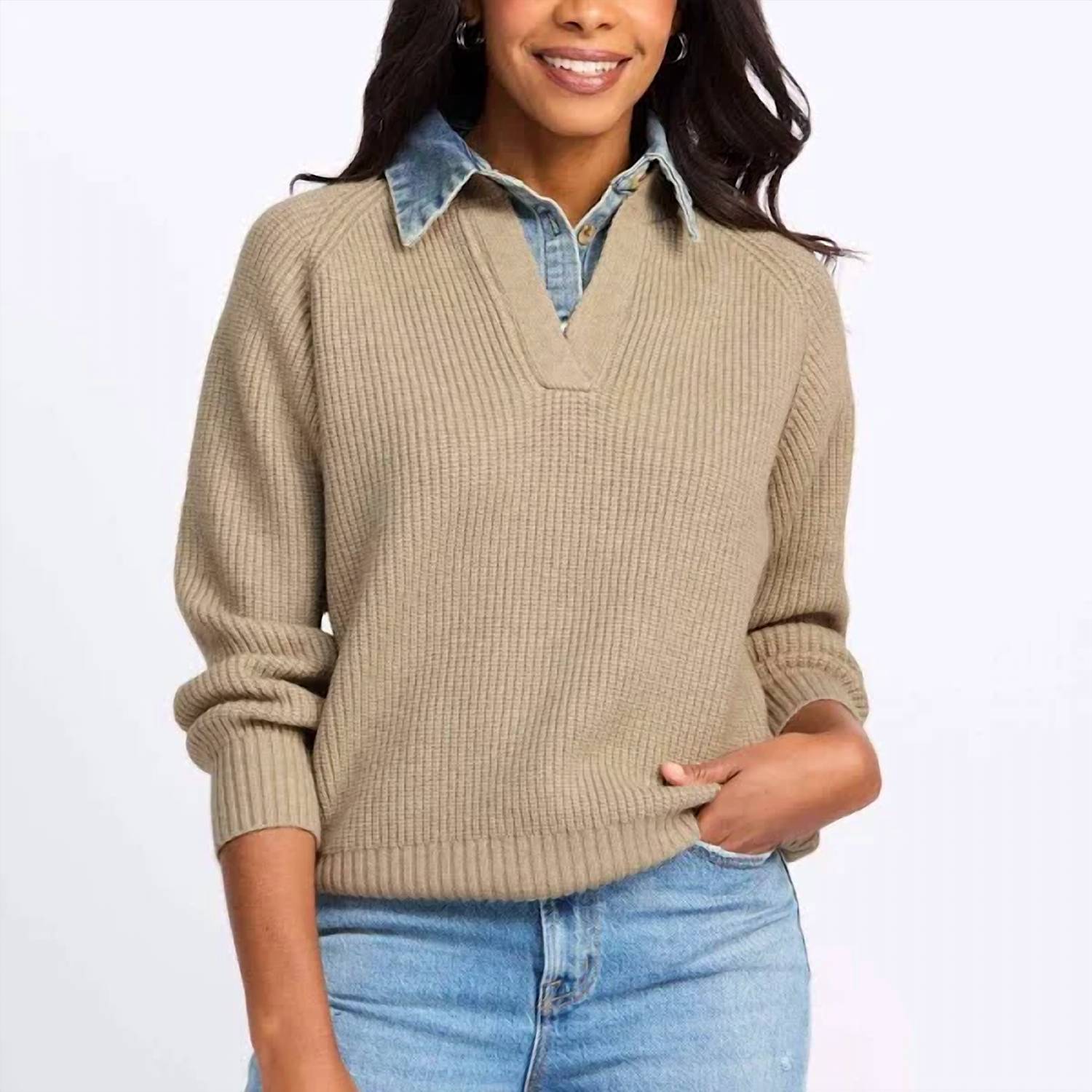 Line And Dot - Teena Long Sleeve Textured Sweater