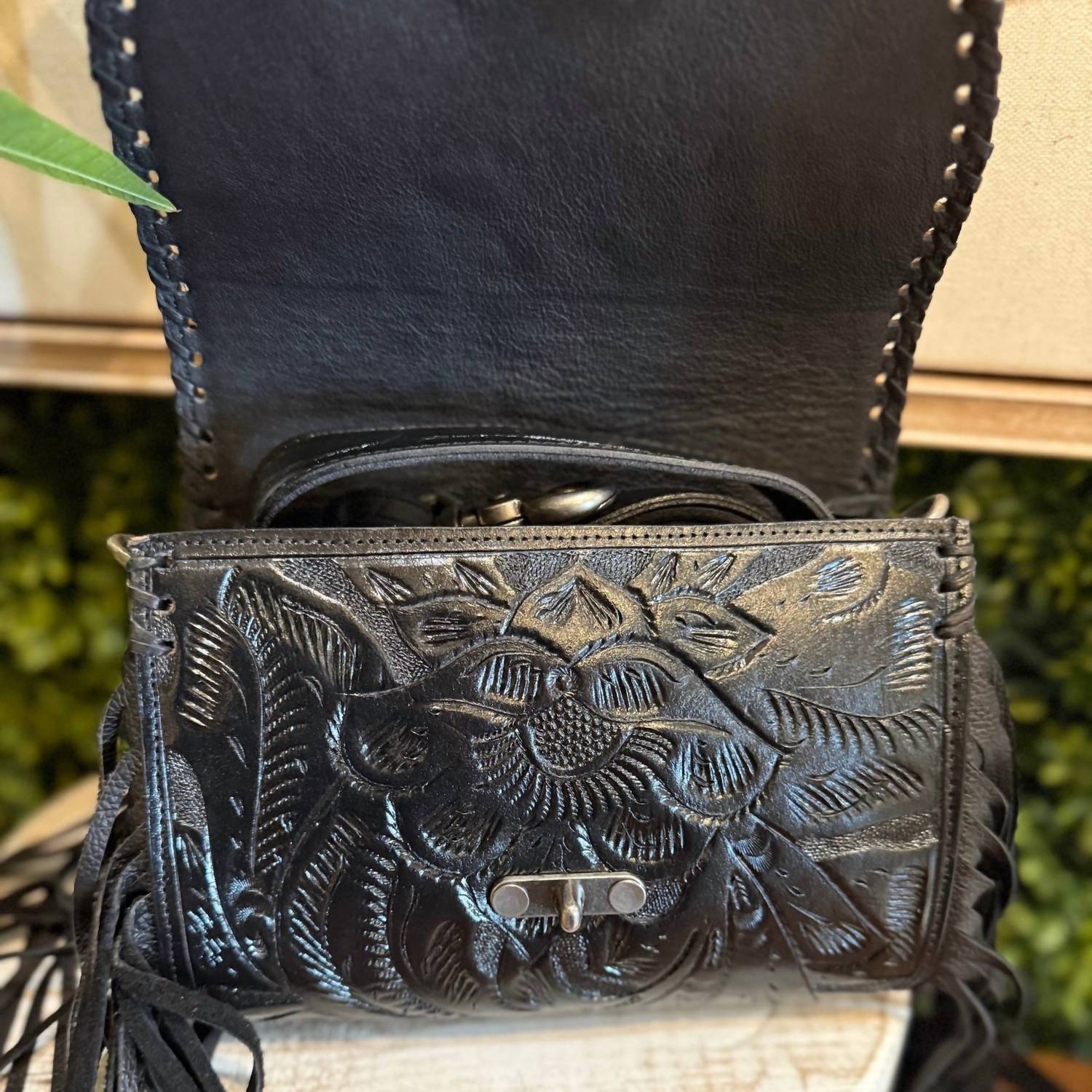 Juan Antonio - Women's Tooled Fringe Crossbody Bag