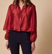 THE SHIRT Long Sleeve Hayden Shirt Top in red - women's long sleeve top