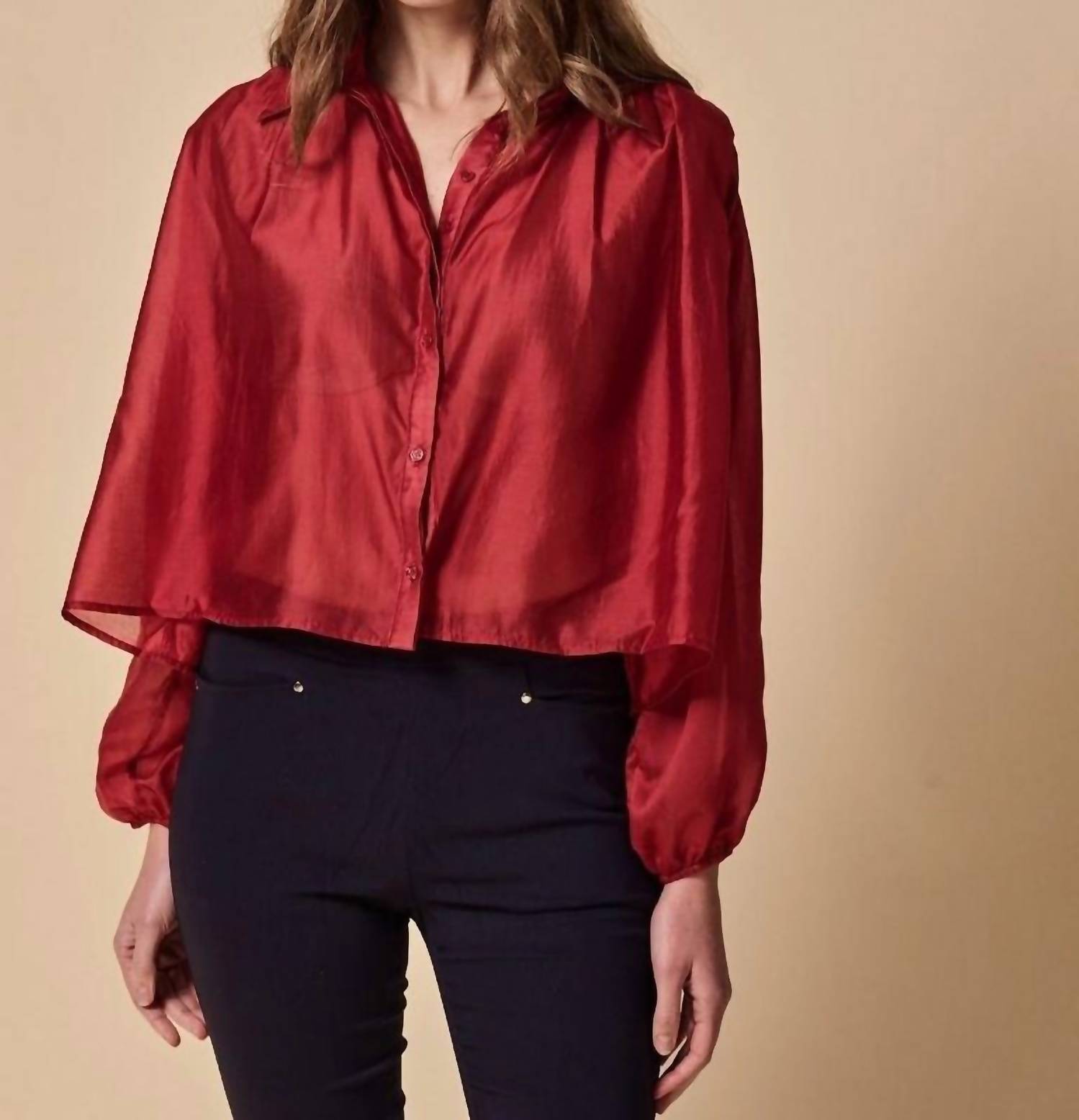 THE SHIRT Long Sleeve Hayden Shirt Top in red - women's long sleeve top