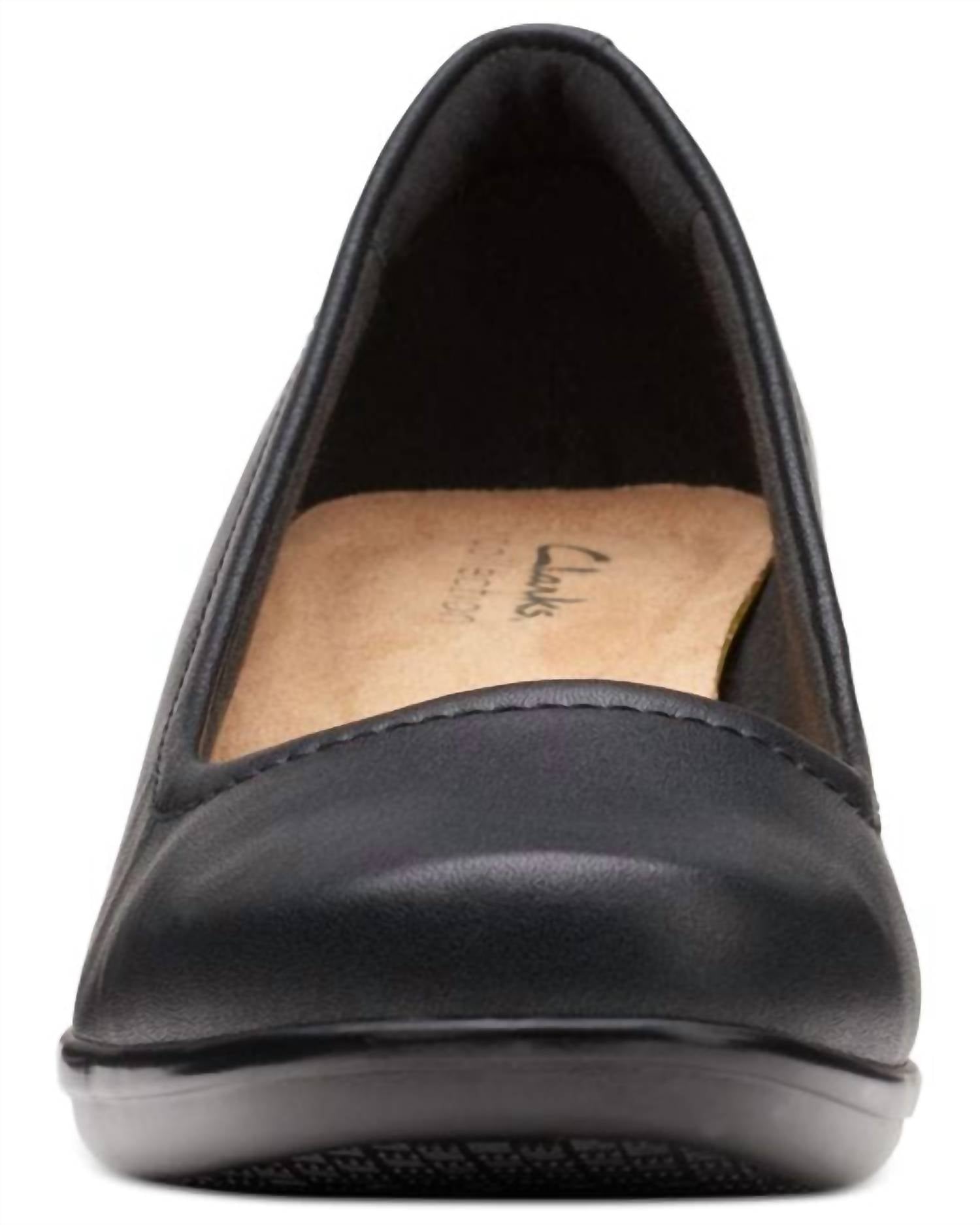 Clarks Women's Emily Belle Pump in black leather - women's heels - view 4
