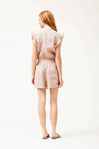 Grade & Gather - Ruffle Sleeve Linen Romper