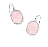 Kendra Scott Women's Daphne Pave Frame Drop Earrings in silver rose quartz - women's jewelry