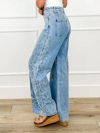 Blakeley - Liz Embroidered High-rise Wide Leg Jeans