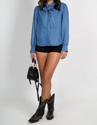Derek Lam 10 Crosby - Majah Tencel Tie Neck Shirt
